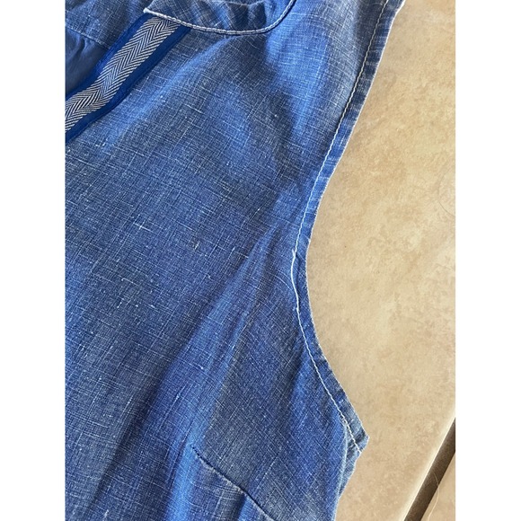 Tommy Bahama Womens Blue Linen Blend Sleeveless Split V-Neck Shift Dress Small - Picture 3 of 6